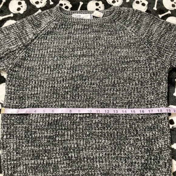 CLUB EUROPE Vintage grey black white blend thick knit sweater ~ SMALL MEDIUM - Picture 8 of 12